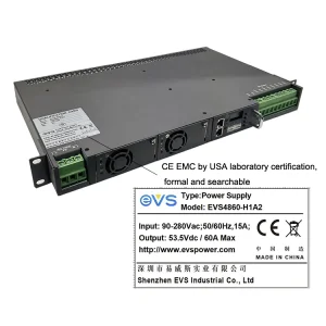 Reliable 3200W 60A Modular Telecom Rectifier Supply EVSPOWER EVS4860-H1A2 24v Rack Mount 24V N+1 220V/110V Input -54V Output