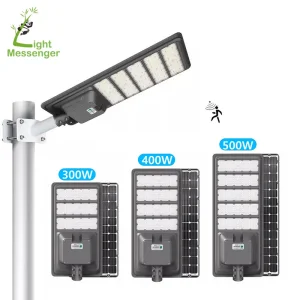 مصباح الشارع الشمسي التجاري من الألمنيوم مع مستشعر الحركة 300W 400W 500W للإضاءة الخارجية للطريق والحديقة والمنتزه