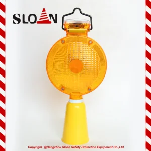 Traffic Safety Amber Solar LED Flashing Light for Road Barricade Warning