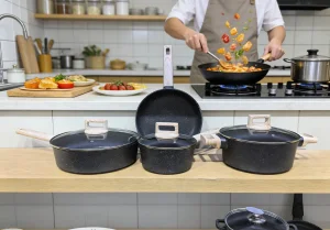 Stockpot Non-Stick Non-Toxic Healthy Kitchen Pot Casserole Cooking Frying Pan Cookware Set