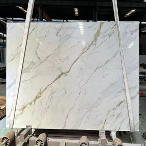 Wholesale Polished Artificial Marble Stone Artificial Tile Inked Fish Maw Gold 2100*1800*16mm