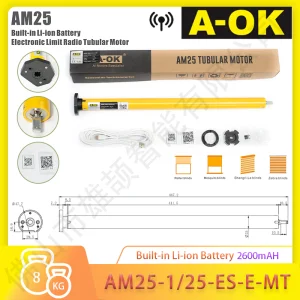 Aok Am25-1/25-Es-E-Mt Smart 25mm Tubular Motor Ios Control Connect to Phone Control