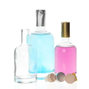 Mini 10cl 100ml Round Liquor Glass Bottle Flint Glass Alcohol Tequila Vodka Spirit Rum Liqueur Gin Bottle with Wood Top Cork