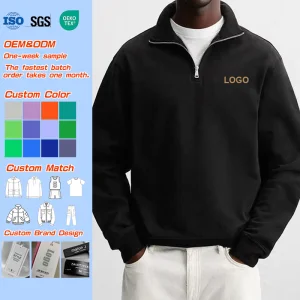 Custom Logo Embroidery Quarter Zip Sweatshirts