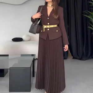 2025 Autumn New Fashionable Commuting Style Elegant Comfortable and Beautiful Women's Suits Jackets Pleated Skirts Set