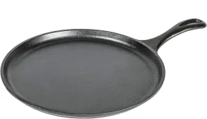 Round Seasoned Cast Iron Griddle - Round-Shaped, Pre-Seasoned Iron Griddle Pan - Non-Toxic, Pfas-Free Cookware - Compatible with Stovetop, Oven, Grill, or Campf