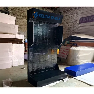 Customized Metal Tools Display Rack With Hook and Light Box for Hardware Store Pegboard Display Stand