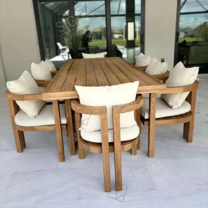 2025 Wholesale Modern High Quality Luxury Furniture Teak Wood Outdoor Dinning Table And Chair Outdoor Dining Set