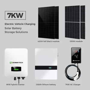 اكمل 3.5kw 7kw نظام الطاقة الشمسية المنزلية بطاريات ليثيوم أنظمة الطاقة الشمسية مع شحن المركبات الكهربائية