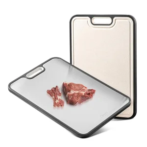 Titanium Cutting Board Double-Sided 15" Metal Cutting Board for Kitchen Gr1 Titanium/Wheat Straw PP Large Chopping Board