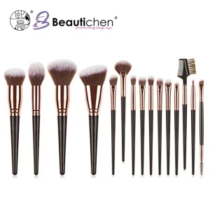 Beautichen 18-Piece Professional Rose Gold &amp; Black Makeup Brush Set – Soft Synthetic Bristles for Face &amp; Eye – Foundation, Blending, Contour