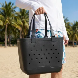 Custom Logo Women's Candy Color EVA Dot Designer Reusable Waterproof Soft Large Capacity Eco-Friendly Beach Tote Silicone