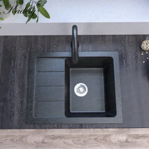 CE Standard Matte Black Granite Kitchen Sink Handmade Sink Stone Sink