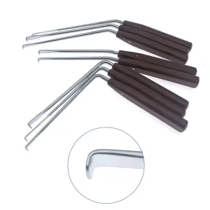 Nerve Root Hook Retractor Stainless Steel Nerve Pull Hook with Wooden Handle Brain Bone Retractor