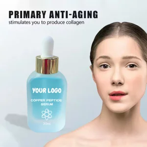 Suero de péptidos de cobre de marca privada para el rostro con ácido hialurónico reduce líneas finas y arrugas, aporta volumen y colágeno, esencia para el cuidado de la piel