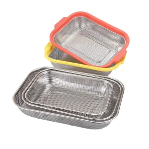 Multi-Sized and Multi-Color Stainless Steel Square Colander