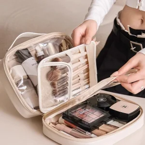 Fashion Large Capacity Women's Makeup Case PU Travel Toiletry Bag Waterproof Cosmetic Storage Bag for Women