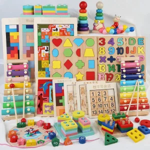 2025 Matching Stacking Building Block Puzzles Clock Musical Instrument Game Montessori Educational Learning Toys Sets for Kids
