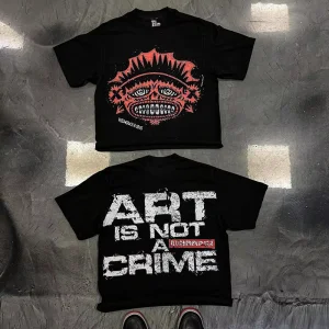 Camiseta Masculina de Algodão de Manga Curta com Gola Redonda Estilo Verão Estampada em DTG Pesada e Boxy Casual 3D