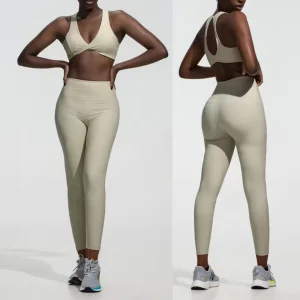 Conjunto de Roupas de Yoga para Academia, Roupa Casual, Roupa Íntima Feminina, Ajuste Justo, Secagem Rápida, Alto Suporte, Sutiã com Alças Cruzadas e Leggings de Yoga, Roupas de Esporte