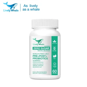 Lively Whale Pre Post Probiotics 3-in-1 Gummies Dietary Supplement Source Factory Label Customization