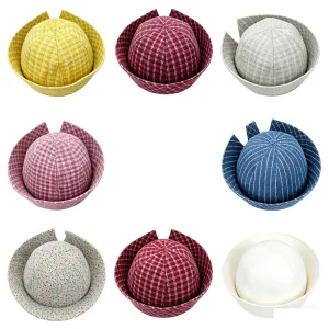 Fashion Womens Elegant Tweed Grid Felt Bowler Hats Winter Cloche Ladies Women Sailor Hats Bucket Hat