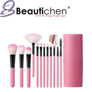 Beautichen 12 PCS Conjunto de Pincéis de Maquiagem Sintéticos Personalizados em Rosa