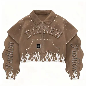 Jeans Jacket Manufacturer DiZNEW Custom Logos Designer Men's Fashion Winter Rhinestone Denim Jackets