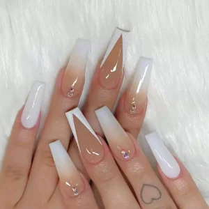 Nails with Rhinestone Acrylic Powder Nail Stickers