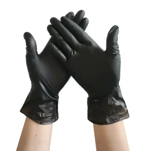 Slip-Resistant Black Disposable Industrial PVC Vinyl Glove for Chemical Production