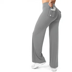 Running High Elastic Yoga Pants Straight Workwear Pockets