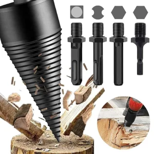 Firewood Log Splitter Drill Bit Wood Splitter Removable Cones Kindling Wood Splitting Logs Bits Wood Drill Bit