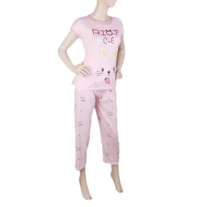 Women's 2 Piece Night Suit - Pink