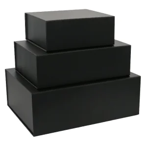 Luxury Foldable Black Magnetic Paperboard Gift Packaging Box With UV Printed Custom Logo And Magnetic Closure