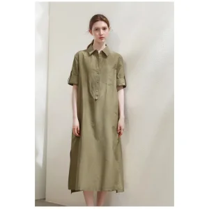 Vestido Camisa de Seda e Algodão