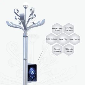 Wireless Connected Decorative Smart Light Poles Featuring Interactive Digital Advertising Displays &amp; Real-Time Data Collection Diwali Light Street Lighting LED