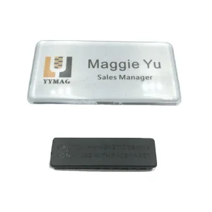 Reusable Name Plates Badge Metal Aluminum Printed Logo Name Tags Badge Holder Sublimation Blank Plastic Magnetic Name Badge