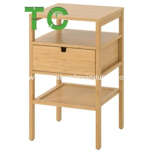 Mesa de cabeceira de bambu por atacado 3-Tier com gaveta, mesa lateral, mesa de cabeceira para escritório em casa