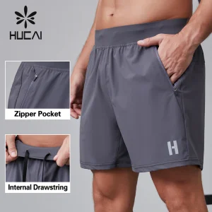 Hucai Custom Logo Activewear Drawstring Quick Dry Fit Sports Workout Running Athletic Gym Shorts Men