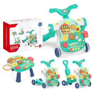 AiJH 4 em 1 Brinquedos Educativos Andadores para Bebês Sentar e Levantar com Luzes e Sons Centro de Atividades para Bebês Carrinho Andador Brinquedos para Meninos e Meninas