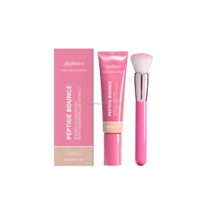 Private Label Peptide Foundation Stick Cream With Brush Customized Full Coverage Waterproof Matte Foundation