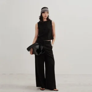 Factory Customized Ladies Summer Pure Cotton Soft Breathable Loose Low Waist Wide Leg Pants Casual Trousers