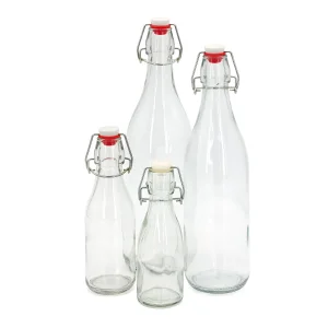60ml 125ml 250ml 350ml 500ml 750ml 1L 1000ml Clear Flint Empty Swing Top Round Drink Beverage Container Sealing Buckle Glass Bottle for Kombucha Fruit Juice