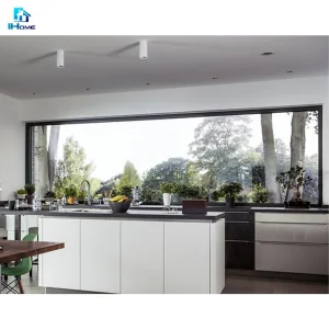 Big Picture Black Cheap Aluminum Frame Fixed Double Pane Casement Glass Window and Door