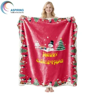 Christmas Custom Size Printed Blankets 100% Polyester Fleece Flannel Blanket
