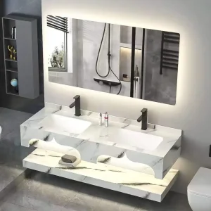 RO-311-120 Modern Slab Sanitary Ware Bathroom Furniture Marble Material Cabinet