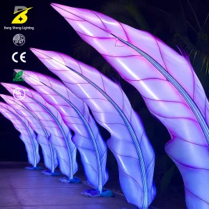 Luxury IP67 Solar Powered LED Feather Shaped Light Installation-Waterproof Outdoor Landscape Decor for Christmas Halloween