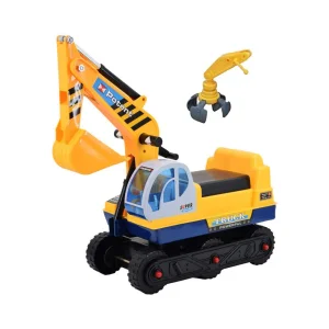 2-in-1 Plastic Ride-On Excavator Digger for Toddlers-Battery-Powered Pedal-Free Vehicle with Two Different Claws