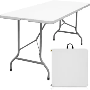 Foldin-Half Table Portable Suitcase Style Folding Camping Dining Table Indoor Outdoor Multipurpose Plastic Modern Desk