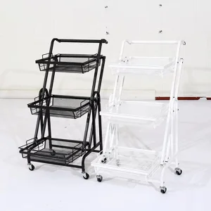 Multifunction Rolling Storage Cart Serving Cart 3 Tier Trolley Stall Parallel Kitchen Folding Trolley Storage Shelving Cart